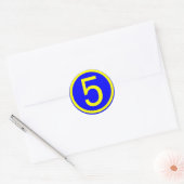 Sticker Rond numéro 5 dans un cercle, arrière - plan bleu (Enveloppe)