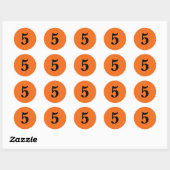 Sticker Rond Numéro 5 planification simple 5 orange noir (Feuille)