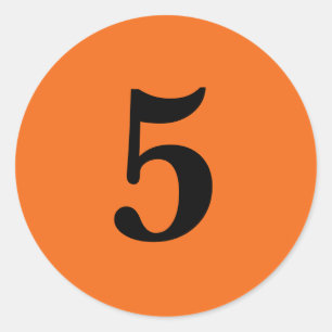 Sticker Rond Numéro 5 planification simple 5 orange noir