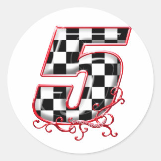 Sticker Rond numéro 5 rouge