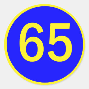 Sticker Rond numéro, 65, dans un cercle
