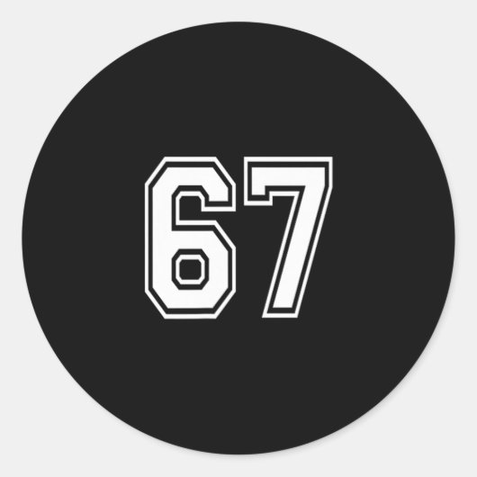 Sticker Rond Numéro 67 en blanc (Devant)