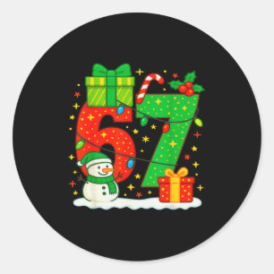 Sticker Rond Numéro 67 Mème de Noël couple assorti 67 Six Se