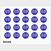 Sticker Rond numéro, 69, dans un cercle (Feuille)