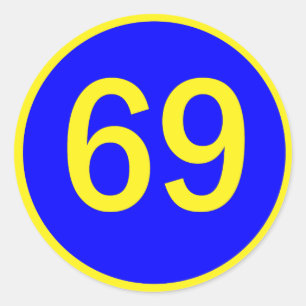 Sticker Rond numéro, 69, dans un cercle