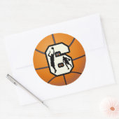 Sticker Rond Numéro 6 Basketball et joueurs (Enveloppe)