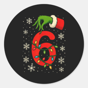 Sticker Rond Numéro 6 correspondant à six sept mème Noël garçon