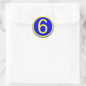 Sticker Rond numéro 6 dans un cercle, arrière - plan bleu (Sac)