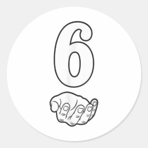 Sticker Rond Numéro 6 Drôle 67 Six Sept Mème Mains Couple Matc