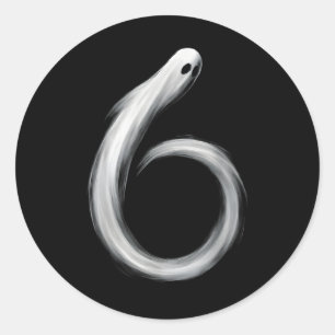 Sticker Rond Numéro 6 Fantôme Drôle Six Sept 67 Halloween Meme