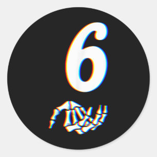 Sticker Rond Numéro 6 Main de squelette de Halloween Mème corre