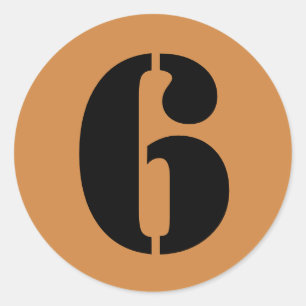 Sticker Rond Numéro 6 Six Pérou Numéros de crayon d'or par Janz