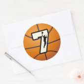 Sticker Rond Numéro 7 Basketball et joueur (Enveloppe)