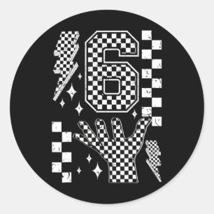 Sticker Rond Numéro 7 Costume à carreaux pour enfants correspon