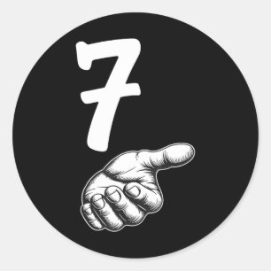 Sticker Rond Numéro 7 Duo correspondant 67 Mème Argot Gen Alpha