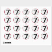 Sticker Rond Numéro 7 rouge (Feuille)