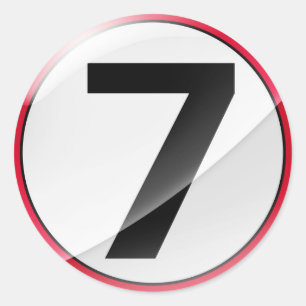 Sticker Rond Numéro 7 rouge