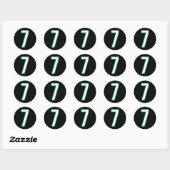 Sticker Rond Numéro #7 Sport Blanc Numéro vert (Feuille)