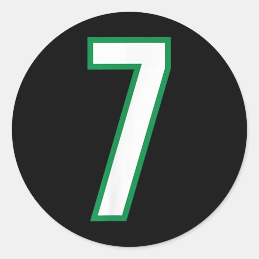 Sticker Rond Numéro #7 Sport Blanc Numéro vert (Devant)