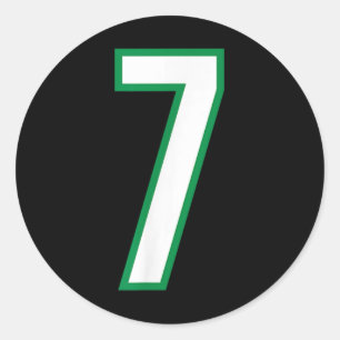 Sticker Rond Numéro #7 Sport Blanc Numéro vert