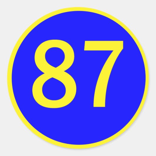 Sticker Rond numéro, 87, dans un cercle (Devant)