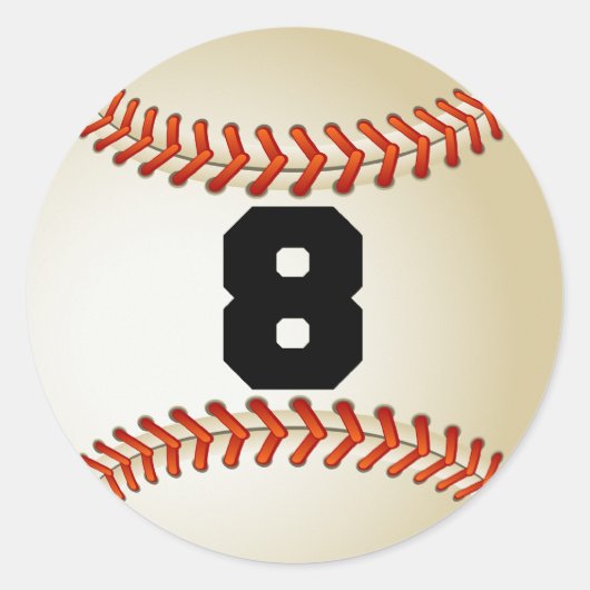 Sticker Rond Numéro 8 Baseball (Devant)
