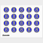Sticker Rond numéro 8 dans un cercle, arrière - plan bleu (Feuille)
