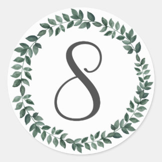 Sticker Rond Numéro 8 Huit Monogramme Botanique Minimaliste Feu