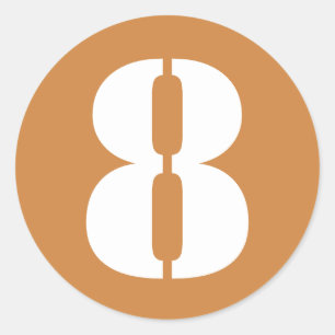 Sticker Rond Numéro 8 Huit Pérou Numéros de crayon d'or par Jan