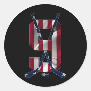 Sticker Rond Numéro 9 Ans Hockey sur glace 9e Anniversaire (2)