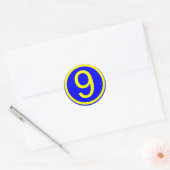 Sticker Rond numéro 9 dans un cercle, arrière - plan bleu (Enveloppe)