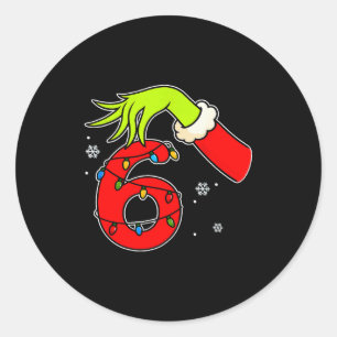 Sticker Rond Numéro amusant 6 Noël 67 Six Sept Mème Xmas Hommes