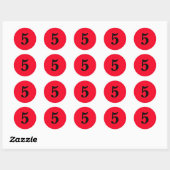 Sticker Rond Numéro cinq fournitures de planification simple 5  (Feuille)