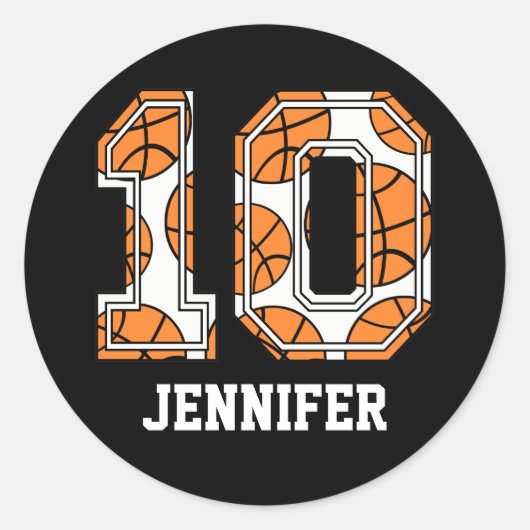 Sticker Rond Numéro de basket-ball personnalisé 10 (Devant)