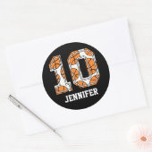 Sticker Rond Numéro de basket-ball personnalisé 10 (Enveloppe)