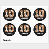 Sticker Rond Numéro de basket-ball personnalisé 10 (Feuille)