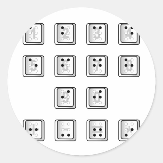 Sticker Rond Numéro de clé de l'ordinateur en braille (Devant)