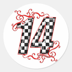 Sticker Rond numéro de course automobile 14