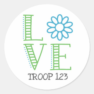 Sticker Rond Numéro de la troupe Daisy Scout Love