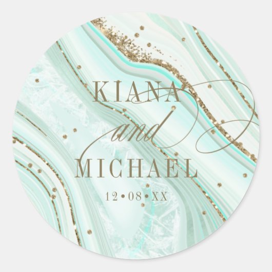 Sticker Rond Numéro de référence V2 du Mariage Agate Abstrait82 (Devant)