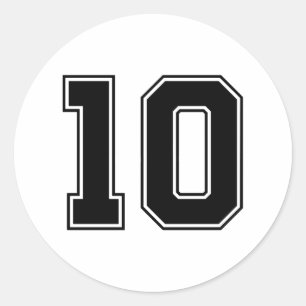 Sticker Rond Numéro Dix 10 Police Sport