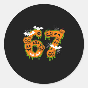 Sticker Rond Numéro Épouvantable 67 Pour Halloween Pour Tout Le