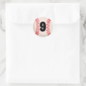 Sticker Rond Numéro favori de baseball #9 (Sac)