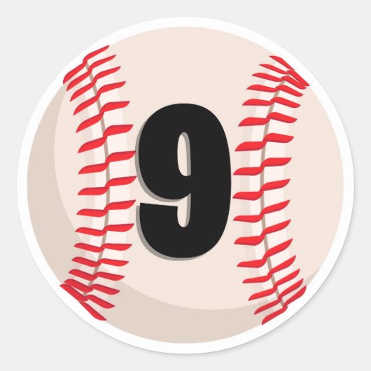Sticker Rond Numéro favori de baseball #9 (Devant)