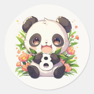 Sticker Rond Numéro Huit Panda Anime
