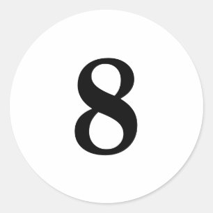 Sticker Rond Numéro Huit planification simple 8 blanc noir
