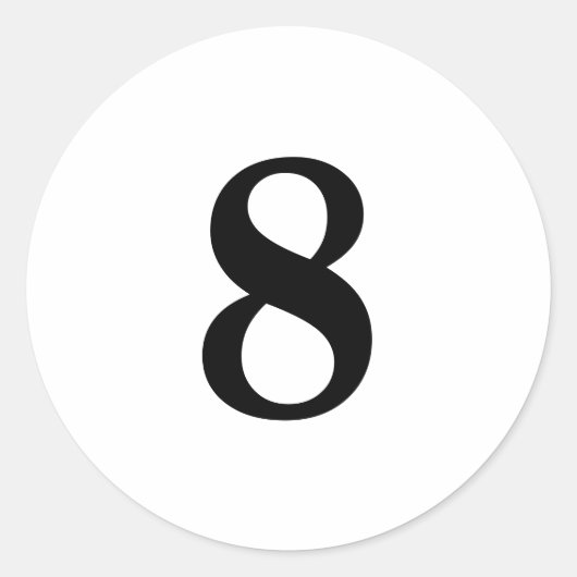 Sticker Rond Numéro Huit planification simple 8 blanc noir (Devant)