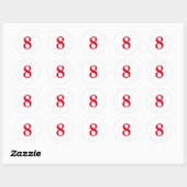 Sticker Rond Numéro Huit planification simple 8 blanc rouge (Feuille)