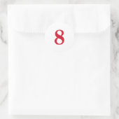 Sticker Rond Numéro Huit planification simple 8 blanc rouge (Sac)