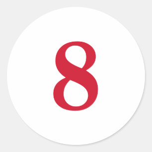 Sticker Rond Numéro Huit planification simple 8 blanc rouge